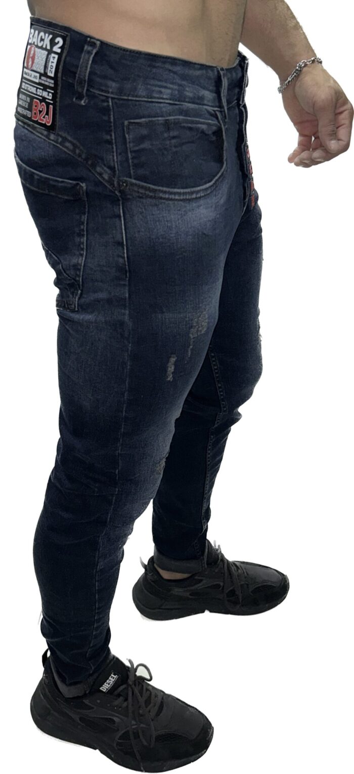 BACK2JEANS MENS DENIM PANTS DARK BLUE JEAN - Image 4