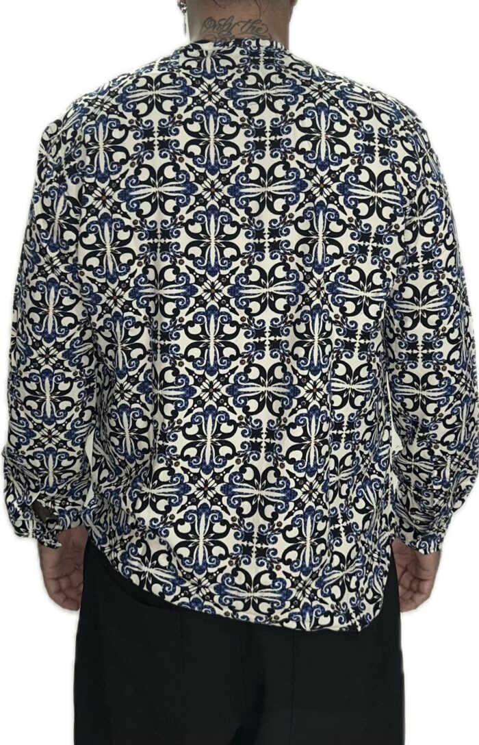 TWIN BLACK MENS LONGSLEEVE MAO SHIRT CHINZTY EMPRIME BLUE - Image 4