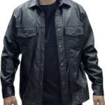 FREEDMAN MENS LEATHER SHIRT BLACK