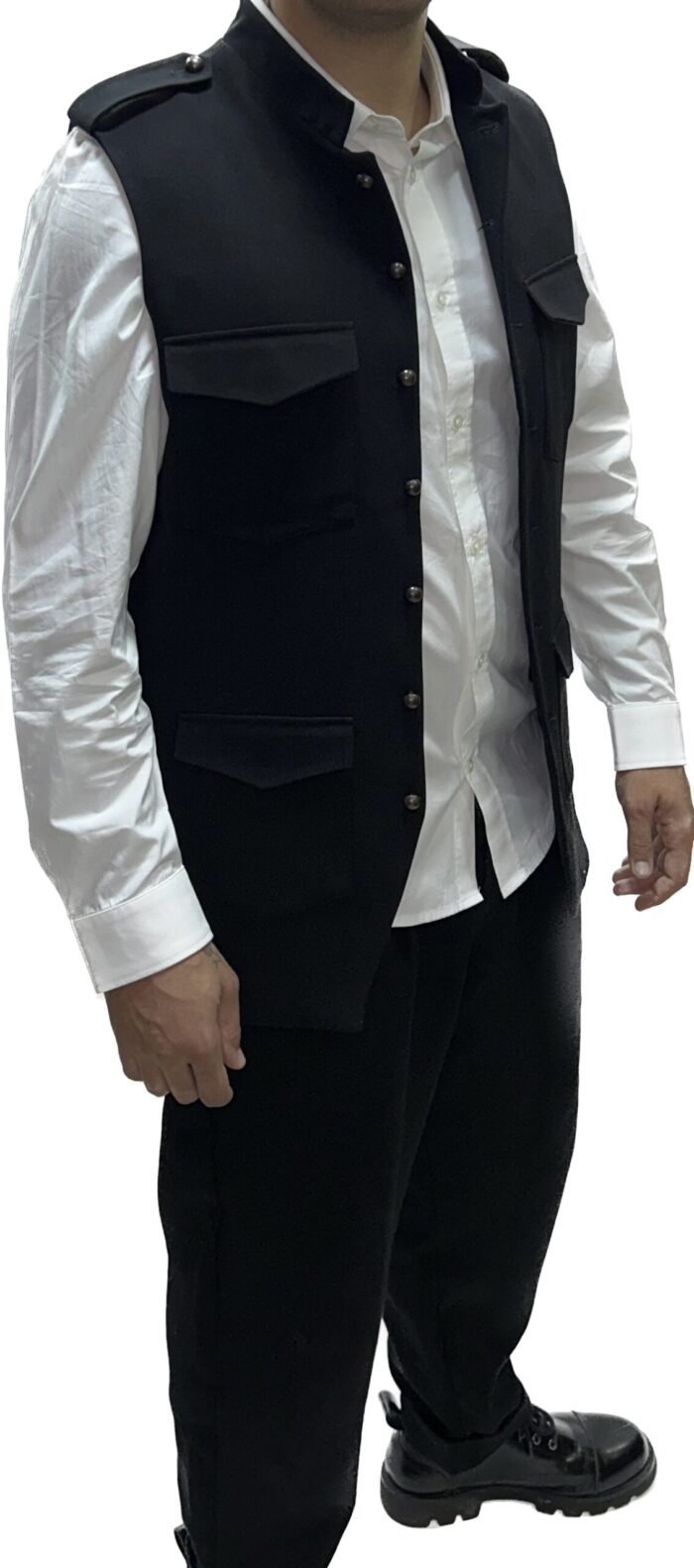 TWIN BLACK MENS VEST BLACK WITH POCKETS - Image 4