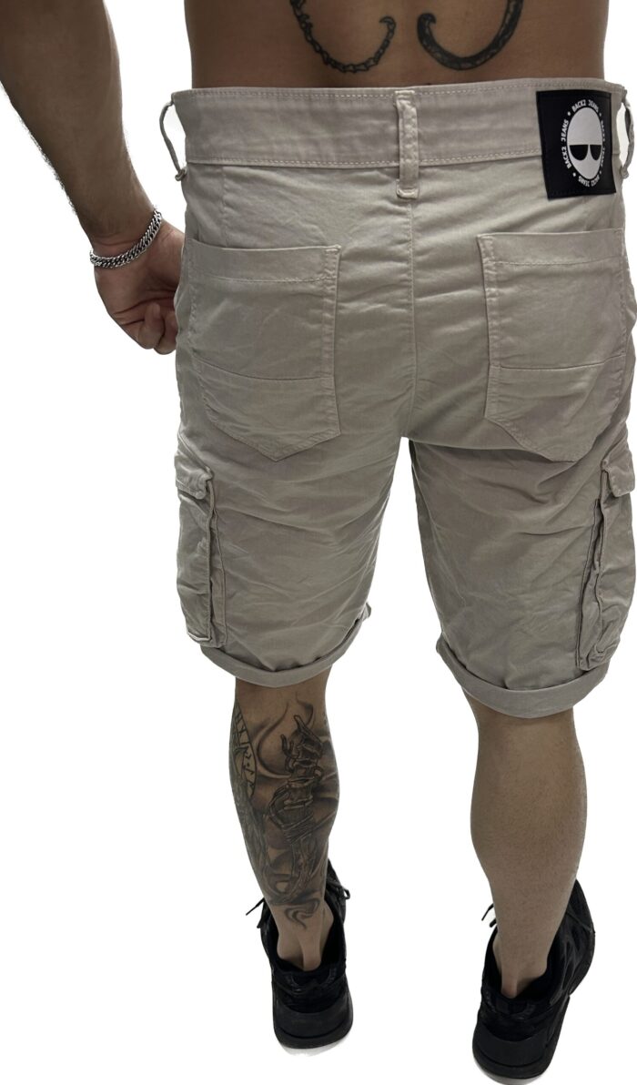 BACK2JEANS MENS COTTON CARGO SHORTS BEIGE - Image 4