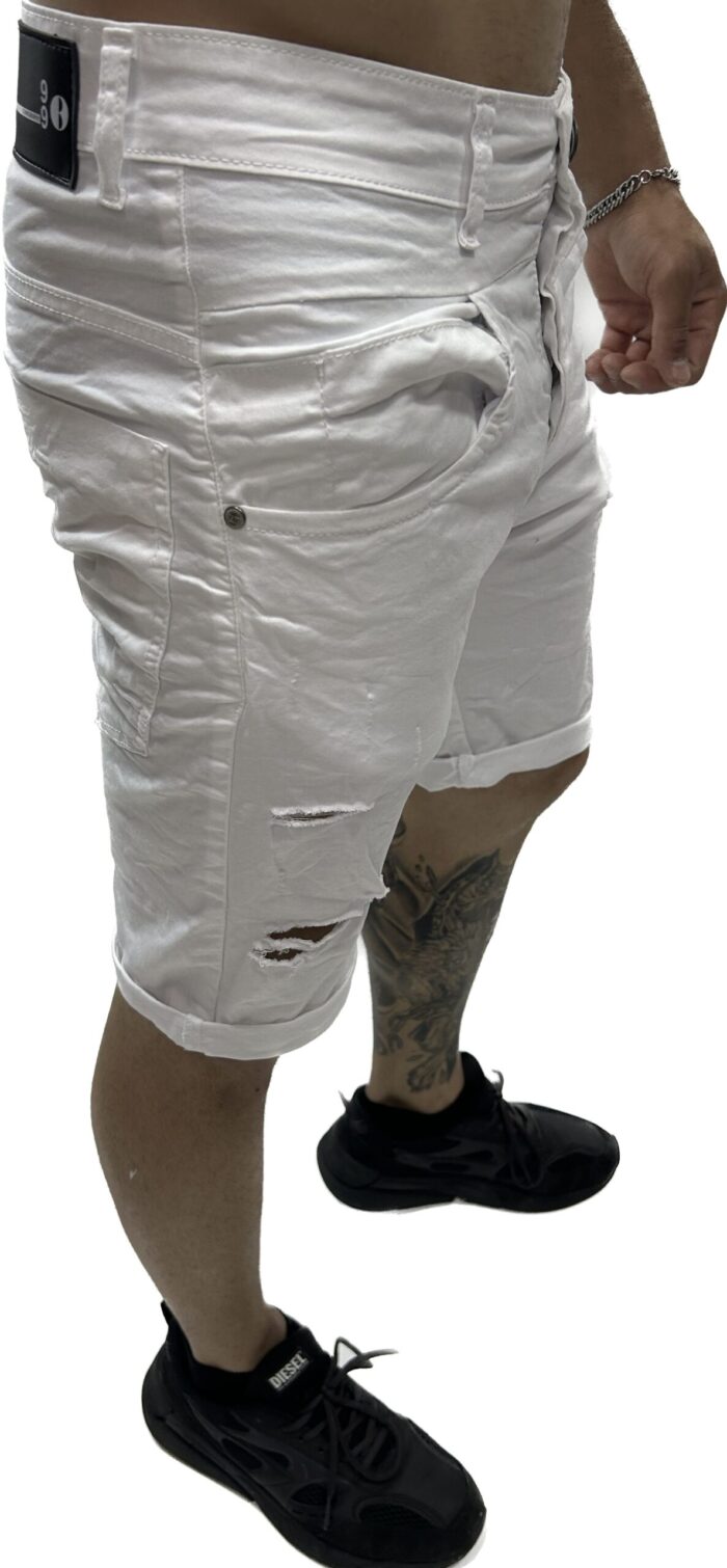 BACK2JEANS MENS DENIM SHORTS WHITE - Image 4