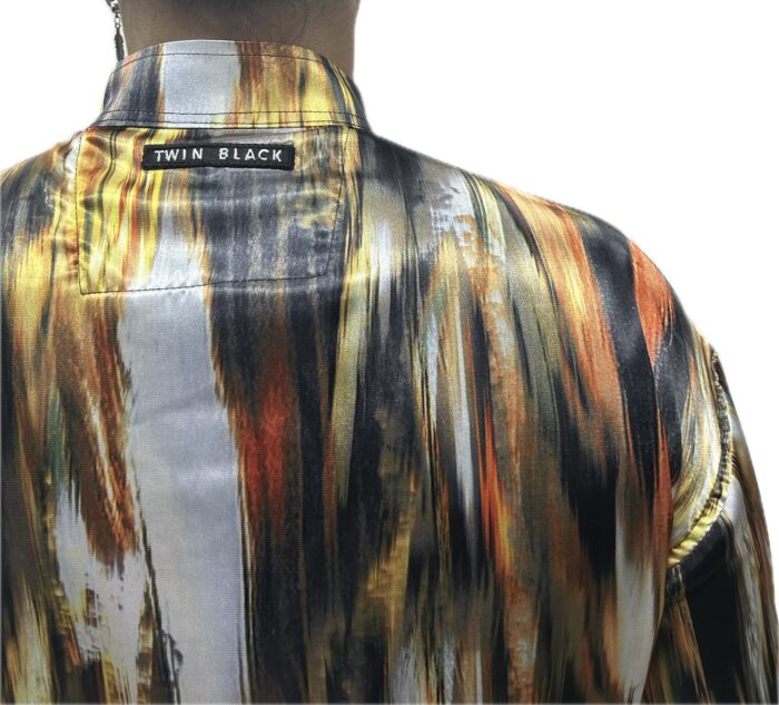 TWIN BLACK SATEN SHIRT ORANGE - Image 3