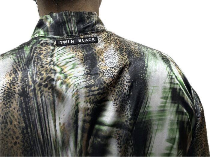 TWIN BLACK MENS SHIRT GREEN ANIMAL PRINT 02-2068 - Image 4