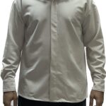 TWIN BLACK MENS HIDDEN BUTTON SHIRT MAO LONGSLEEVE BEIGE