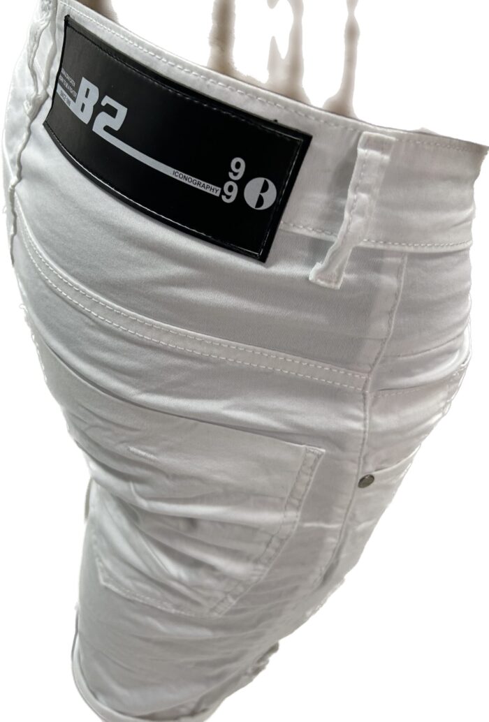 BACK2JEANS MENS DENIM SHORTS WHITE - Image 3