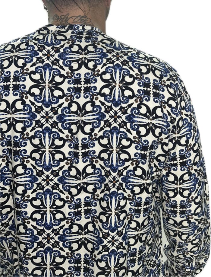 TWIN BLACK MENS LONGSLEEVE MAO SHIRT CHINZTY EMPRIME BLUE - Image 3