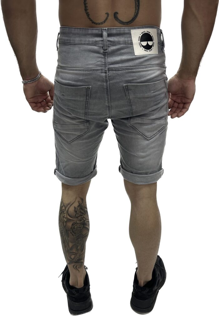BACK2JEANS MENS DENIM SHORTS GREY - Image 3