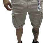 BACK2JEANS MENS COTTON CARGO SHORTS BEIGE