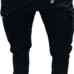 BACK2JEANS MENS CARGO COTTON PANTS BLACK