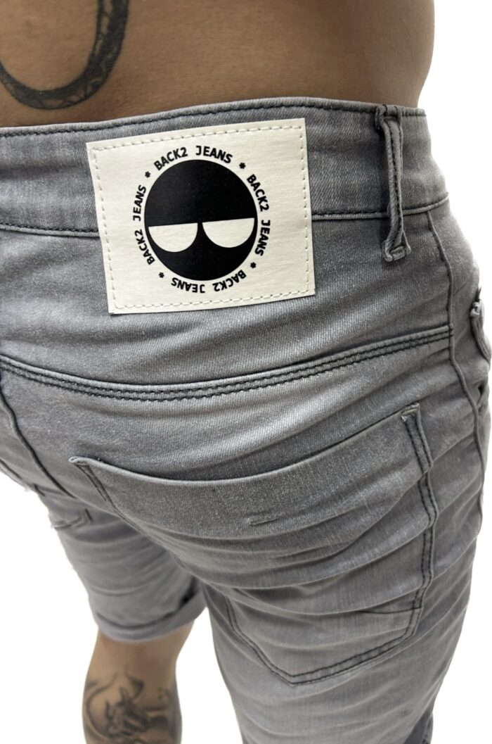 BACK2JEANS MENS DENIM SHORTS GREY - Image 4