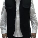 TWIN BLACK MENS VEST BLACK WITH POCKETS