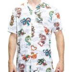 TWIN BLACK ΑΝΔΡΙΚΟ ΠΟΥΚΑΜΙΣΟ ΛΕΥΚΟ ΜΕ ΔΡΑΚΟΥΣ 02-039W