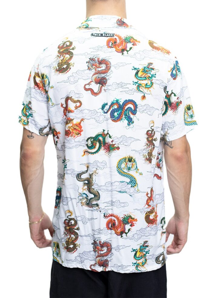 TWIN BLACK MENS SHIRT WHITE DRAGONS 02-039W - Image 2