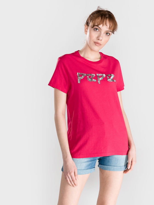 PEPE JEANS WOMANS T-SHIRT FLAVIA FRAMBOISE - Image 1