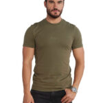 GUESS MENS T-SHIRT SMALLOGO TONE ON TONE KHAKI