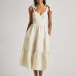PEPE JEANS WOMANS DRESS EMEREAL MALT BEIGE