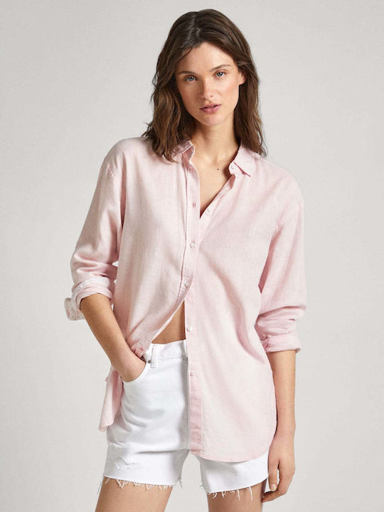 PEPE JEANS WOMANS SHIRT PINK LINEN - Image 1