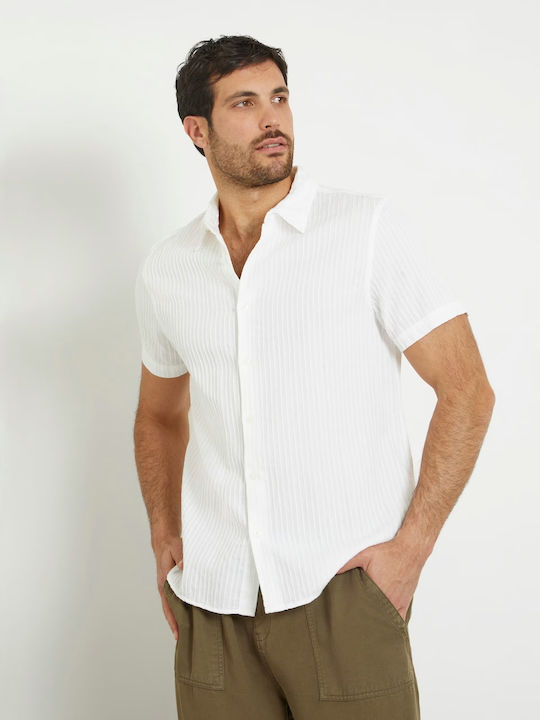 GUESS MENS SHIRT WHITE STRIPES SHORTSLEEVES - Image 5