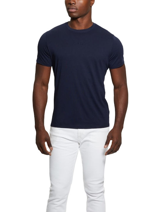 GUESS MENS T-SHIRT SMALL LOGO BLUE - Image 1