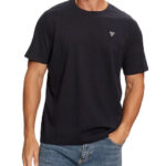 GUESS MENS T-SHIRT NAVY SMALLOGO TRIANGLE