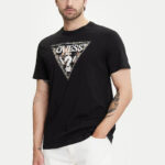 guess mens t-shirt black with triangle logo
