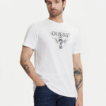 GUESS MENS T-SHIRT WHITE WITH LOGO TRIANGLE