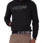 GUESS MENS HOODIE WITH LOGO BLACK