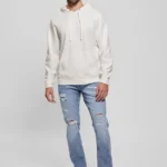 GUESS MENS HOODIE WHITE SMALLOGO