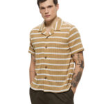 GUESS M SS ELON TEXTURED STRIPE SHIRT KNITWEAR