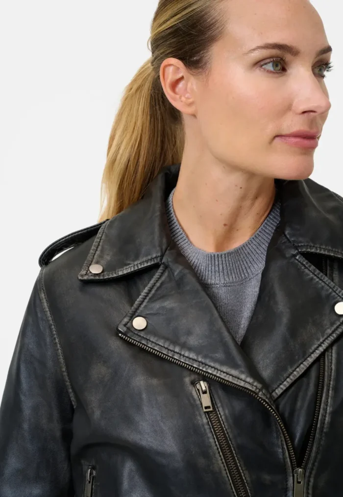 RICANO LEATHER JACKET PERFECTO LOUNA BLACK - Image 4