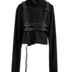 MOD WAVE MOVEMENT TOP BLACK HIGH NECK