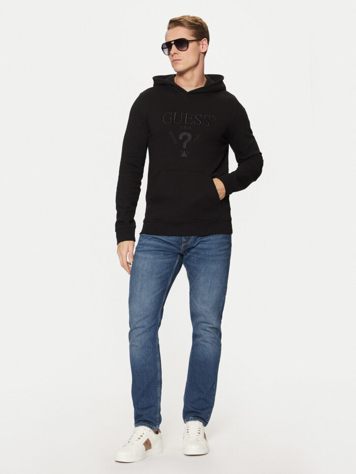 GUESS UNISEX HOODIE BLACK ON BLACK LOGO - Image 3