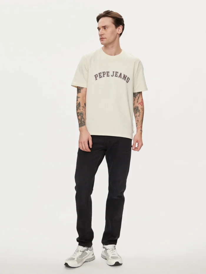 PEPE JEANS MENS T-SHIRT BEIGE CLEMENT - Image 3