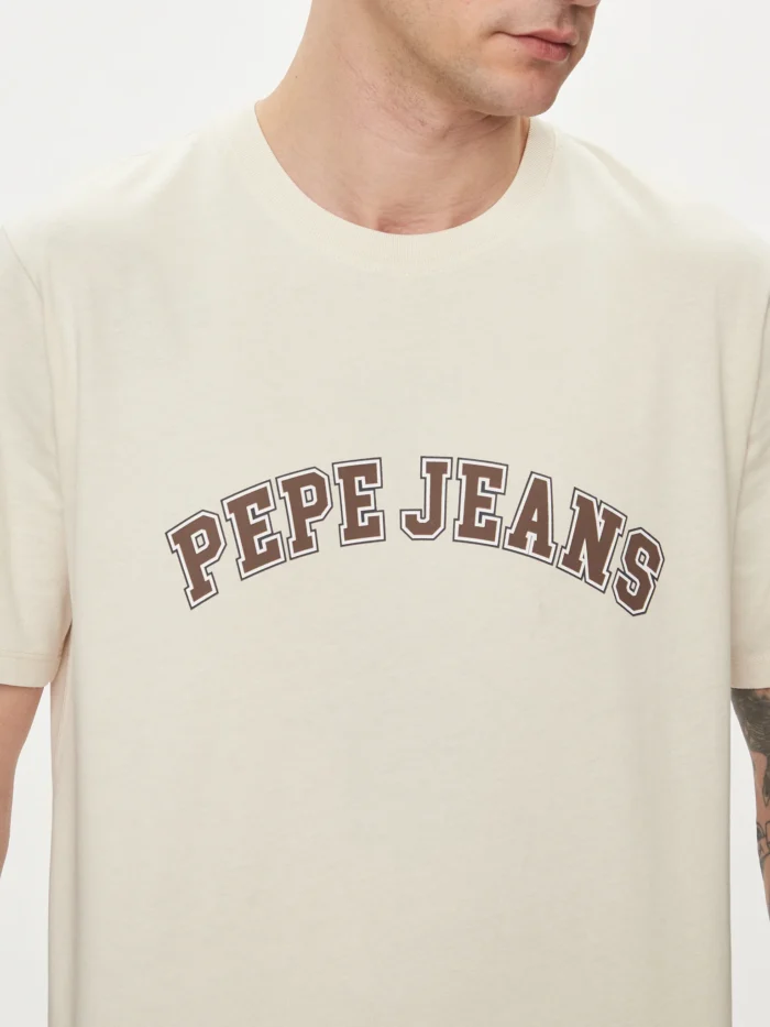 PEPE JEANS MENS T-SHIRT BEIGE CLEMENT - Image 4