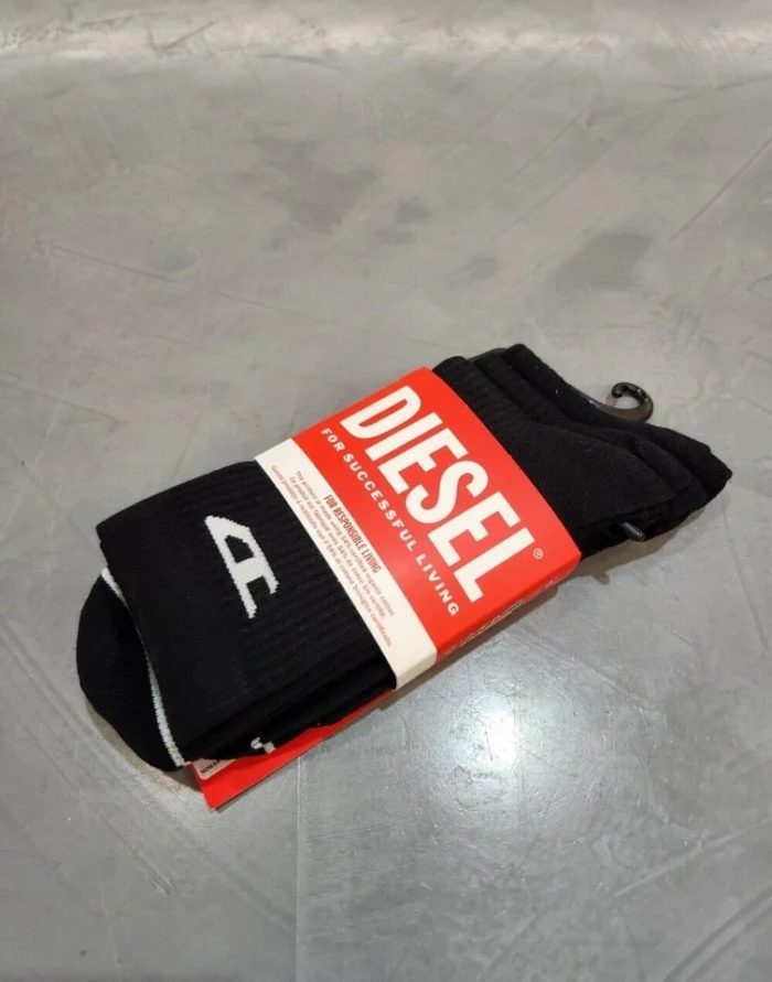 Diesel SKMD Tennis Crew Socks 17.5 3-Pack BLACK - Image 2