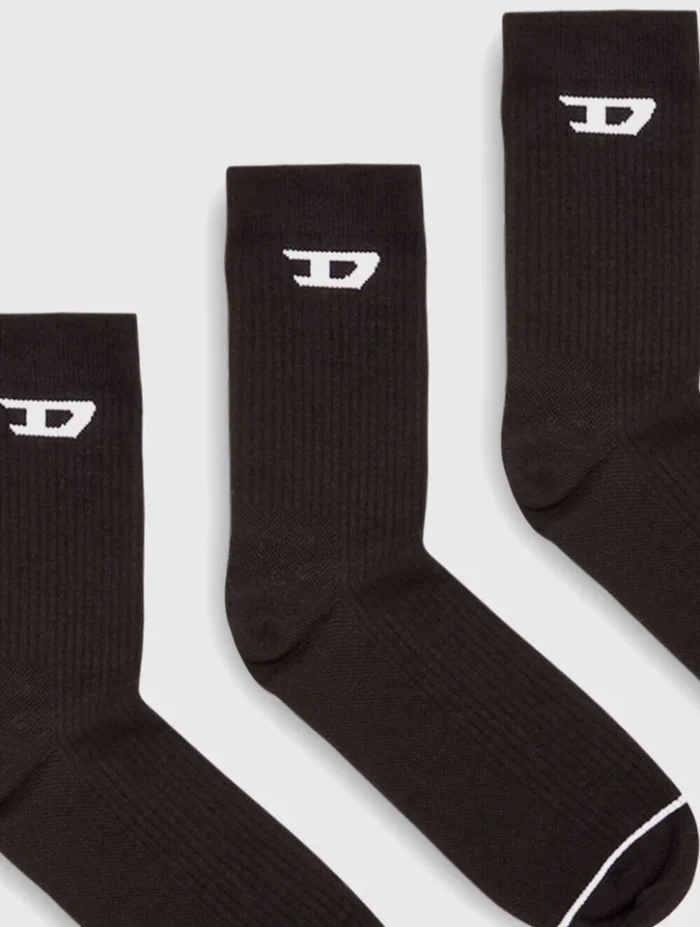 Diesel SKMD Tennis Crew Socks 17.5 3-Pack BLACK - Image 4