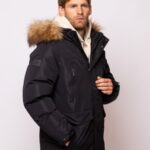 HEAVYTOOLS MENS COAT PARKA BLACK NAVOL22