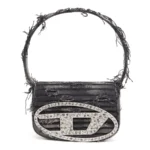 DIESEL WOMENS 1DR ICONIC SHOULDER BAG IN CANVAS AND LEATHER