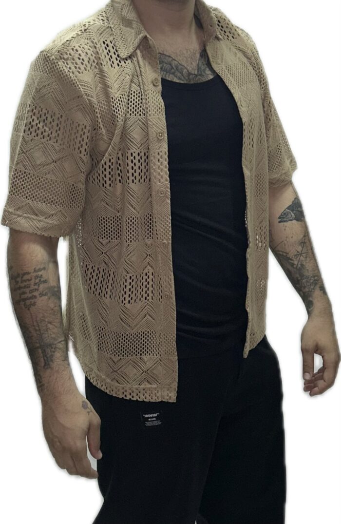 FREEDMAN MENS MESH SHIRT BROWN - Image 2