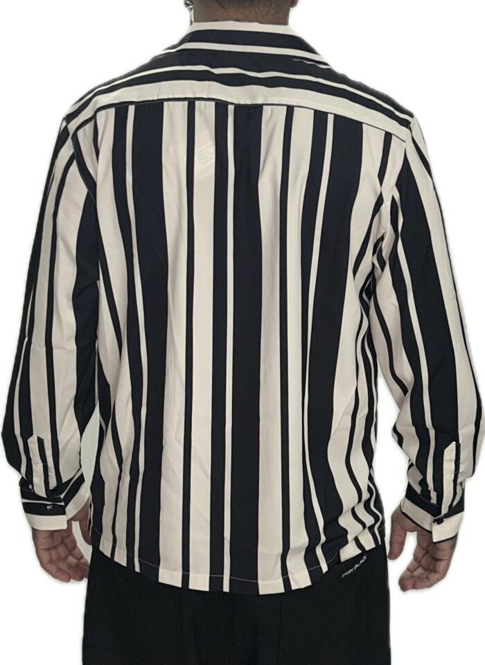 FREEDMAN MENS SHIRT BLACK AND WHITE LINED - Image 3