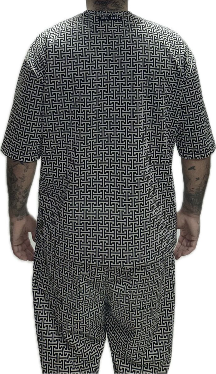 TWIN BLACK MENS SET T-SHIRT AND PANTS ZUCCA PRINT BLACK/WHITE - Image 6