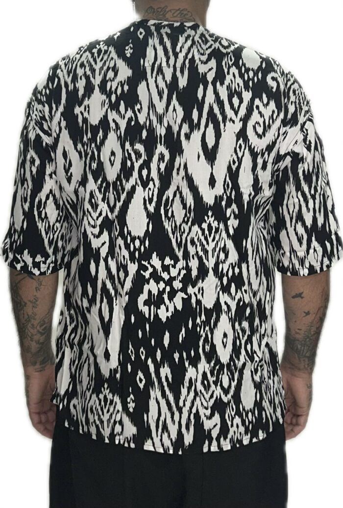 TWIN BLACK MENS SHIRT MAO BLACK AND WHITE PATTERN - Image 3