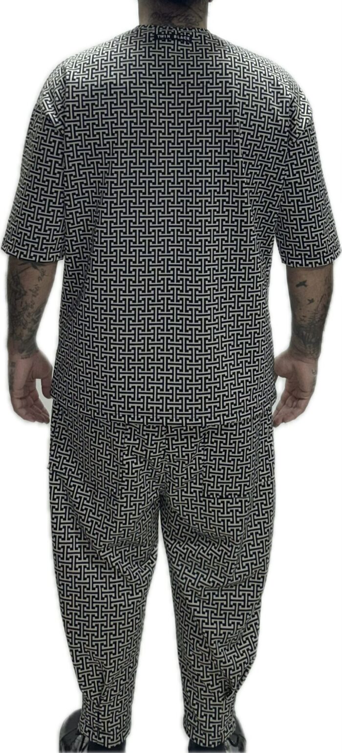 TWIN BLACK MENS SET T-SHIRT AND PANTS ZUCCA PRINT BLACK/WHITE - Image 5