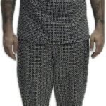 TWIN BLACK MENS SET T-SHIRT AND PANTS ZUCCA PRINT BLACK/WHITE