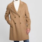 GUESS WOOL-BLEND DOUBLE-BREASTED COAT CAMEL