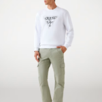 GUESS SWEATER WHITE WITH TRIANGLE LOGO